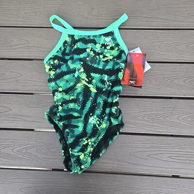 TYR  Black/green DuraFast Super Blob DiamondFit Girl Sz 20 One Piece New - Image 1 of 3