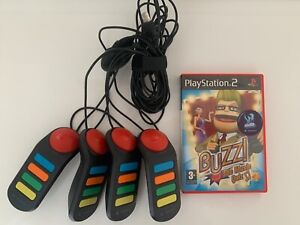Official PS2 Buzz Controllers with Buzz Music Quiz Game & manual-Tested & in VGC
