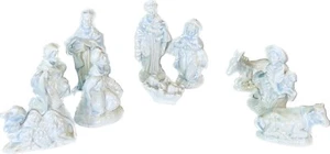 Vintage Atlantic Mold 12 Piece Nativity Set - Blue Luster - High Gloss - Nice! - Picture 1 of 9