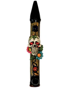 Flor Azúcar Calavera Hecha a Mano Tabaco Fumar Pipa Natural Bambú Paz Arte Floral - Imagen 1 de 1