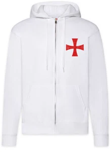 Templar Cross I Zipper Hoodie Rotes Orden Kreuz Templerorden Ordo Red - Picture 1 of 2