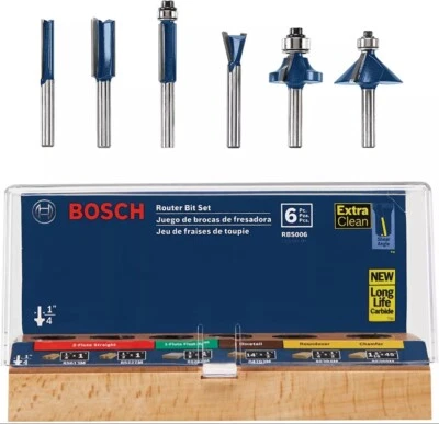 Bosch RBS006 1/4-Inch Shank Carbide-Tipped Multi-Purpose Router Bit Set, 6-Piece - Image 1 of 4
