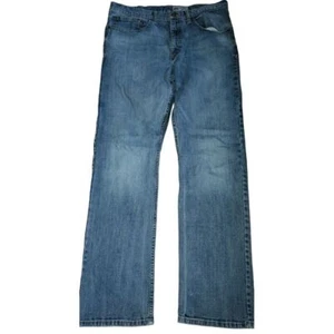 LEVIS 505 Red Tab Demin Jeans size 35x29 Faded Dark Stonewash Whiskered Straight - Picture 1 of 8