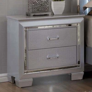 Modern LED Nightstand w/ Drawer - Silver - Picture 1 of 9