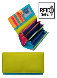 RFID SAFE London Collection Grande Verde Multicolor Matinee Cartera en Caja NUEVO - Imagen 1 de 8