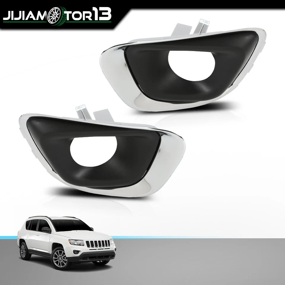 Fit For 2014-17 Jeep Compass Fog Light Trim Set of 2 Driver and Passenger Side - Image 1 of 4