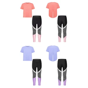 Girls Tracksuits Skinny Activewear Sports Outfits Youth Clothes Yoga Pants Tops - Picture 1 of 33