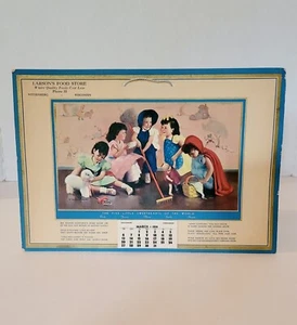 VINTAGE 1938 DIONNE QUINTUPLETS CALENDAR-MAR THRU DEC-FROM LARSONS FEED STORE - Picture 1 of 10