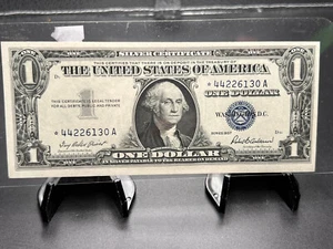 1957 D USA $1 DOLLAR SILVER CERTIFICATE REPLACEME - BLUE SEAL - SN # *44226130A - Picture 1 of 7