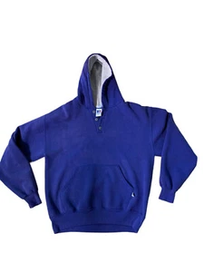 Vintage Russell Athletic Henley Sweatshirt Hoodie Faded Purple U.S.A Large Mens - Picture 1 of 10