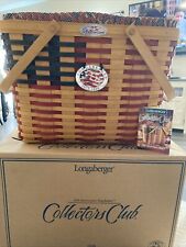 Longaberger 1998 Collectors Club 25th Anniversary Flag Basket Liner & Tie On