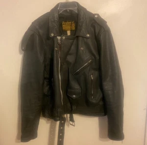 Vintage Protech Leather Black Motorcycle Punk Rock Ramones Biker Men’s Size L 42 - Picture 1 of 8