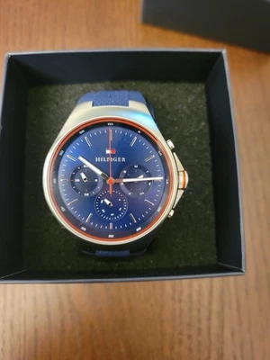 Tommy Hilfiger 1792057 Men's Quartz Multifunction Blue Silicone Strap Watch - Image 1 of 4