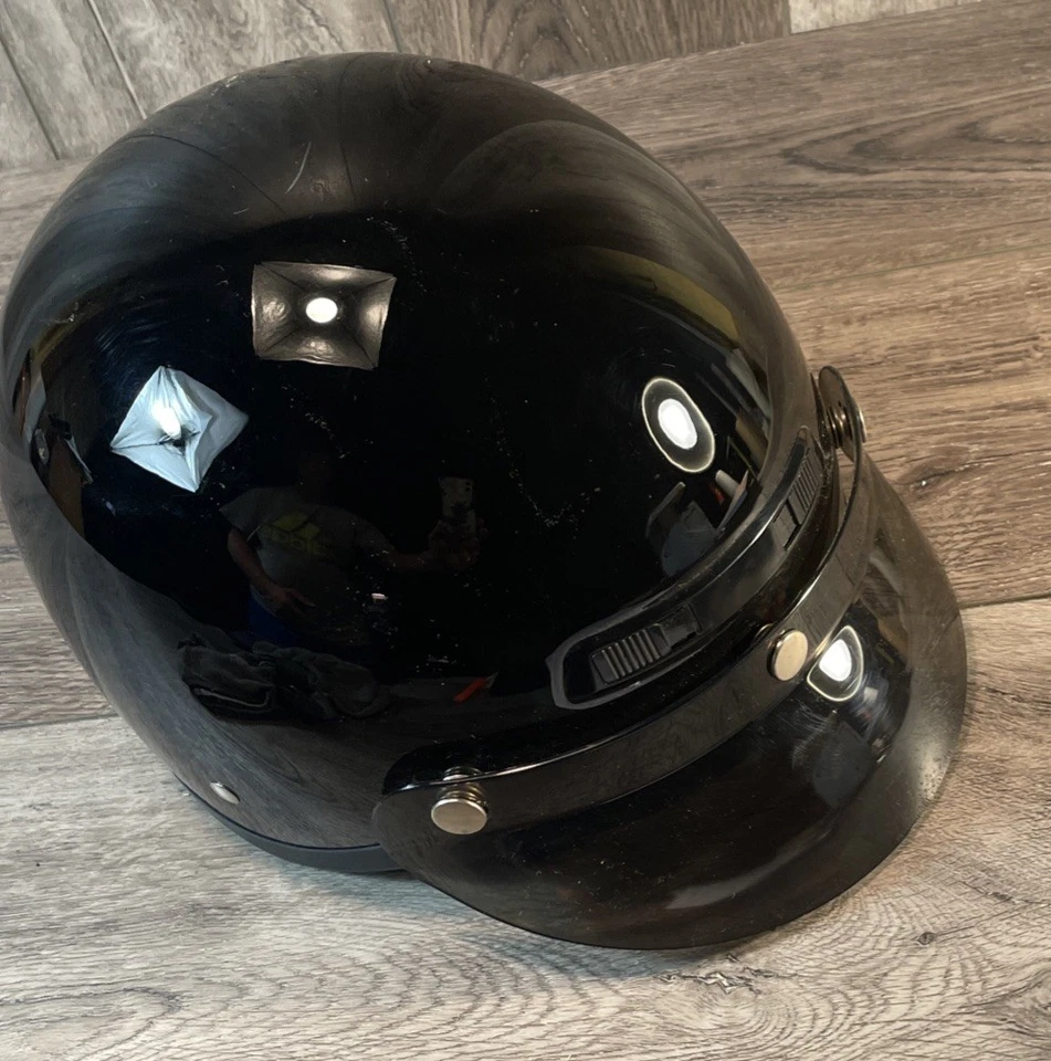 HJC FG-2 DOT Black LEATHER Motorcycle Helmet Size M with Visor VG Condition - Image 1 of 4