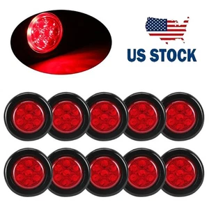 2" Inch Round Red 7 LED Side Marker Clearance Lights Trailer Truck RV Lamp 12V - Picture 1 of 13