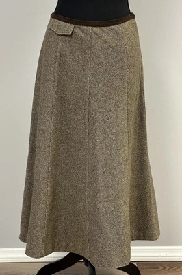 Max Mara WEEKEND LINE Wool Herringbone Flare Skirt Size 8 Made In Italy - Image 1 of 4