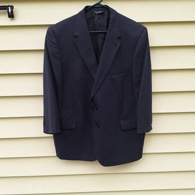 Jos. A. Chaqueta Blazer Bank Talla 48S 100% Lana Azul Marino Pata de Gallo Abrigo Portly Foto 1 de 4