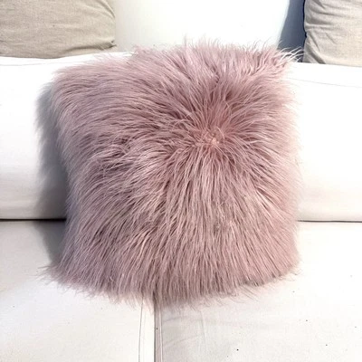 Pink Monster Fur Faux Fur Throw Accent Pillow Target Blush Millennial Pink - Image 1 of 4