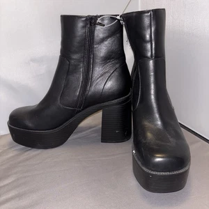Sz 7.5 Madden Girl Women’s Platform Boots Y2k Chunky High Black Block Heel,Grace - Picture 1 of 6