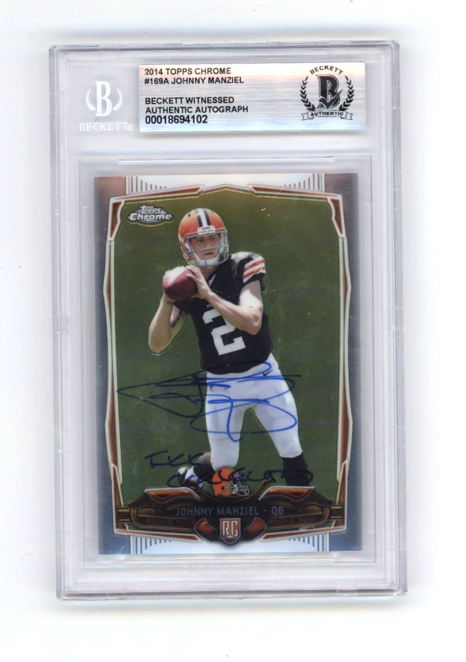 Johnny Manziel 2014 Topps cromo firmado radiocontrol con F**K Cleveland Beckett BAS automático Foto 1 de 1