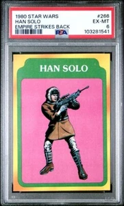 1980 Star Wars HAN SOLO Empire Strikes Back YELLOW Pink Art Card 266 PSA 6 - Picture 1 of 2