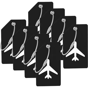 8 Pack Silicone Luggage Tags with Stainless Steel Loop for Suitcases Travel Bags - Picture 1 of 7
