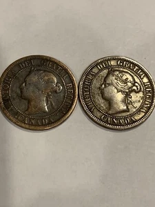 1876 H Canada Large Cent Circulated Queen Victoria Canadian Penny You Get 2ea - Picture 1 of 6