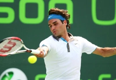 ● 罕见 RF FEDERER 迈阿密 2009 年网球衬衫 Nike 尺码 男式 成人 L ● — 第 1/4 张图片