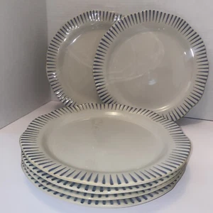 Juliska Sitio Stripe Stoneware Dinner Plate 11" Set of 6 Indigo Blue New - Picture 1 of 5
