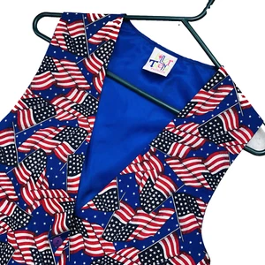 VTG 80s 90s American Flag Vest Womens S/M 4th of July Patriotic Stars Stripe USA - Picture 1 of 11