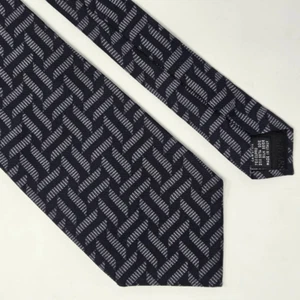 GIORGIO ARMANI COLLEZIONI ITALY SILK TIE BLACK TAN STRIPE CHECK PATTERN 4" X 56" - Picture 1 of 2