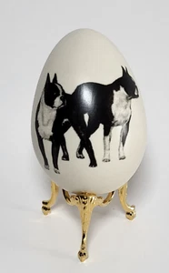 Boston Terrier Hund Figur Ei mit Ständer 4 1/2" hoch - Bild 1 von 7
