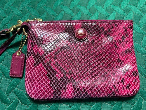 Coach PYTHON LEATHER WRISTLET Ricco Lampone Ottime condizioni