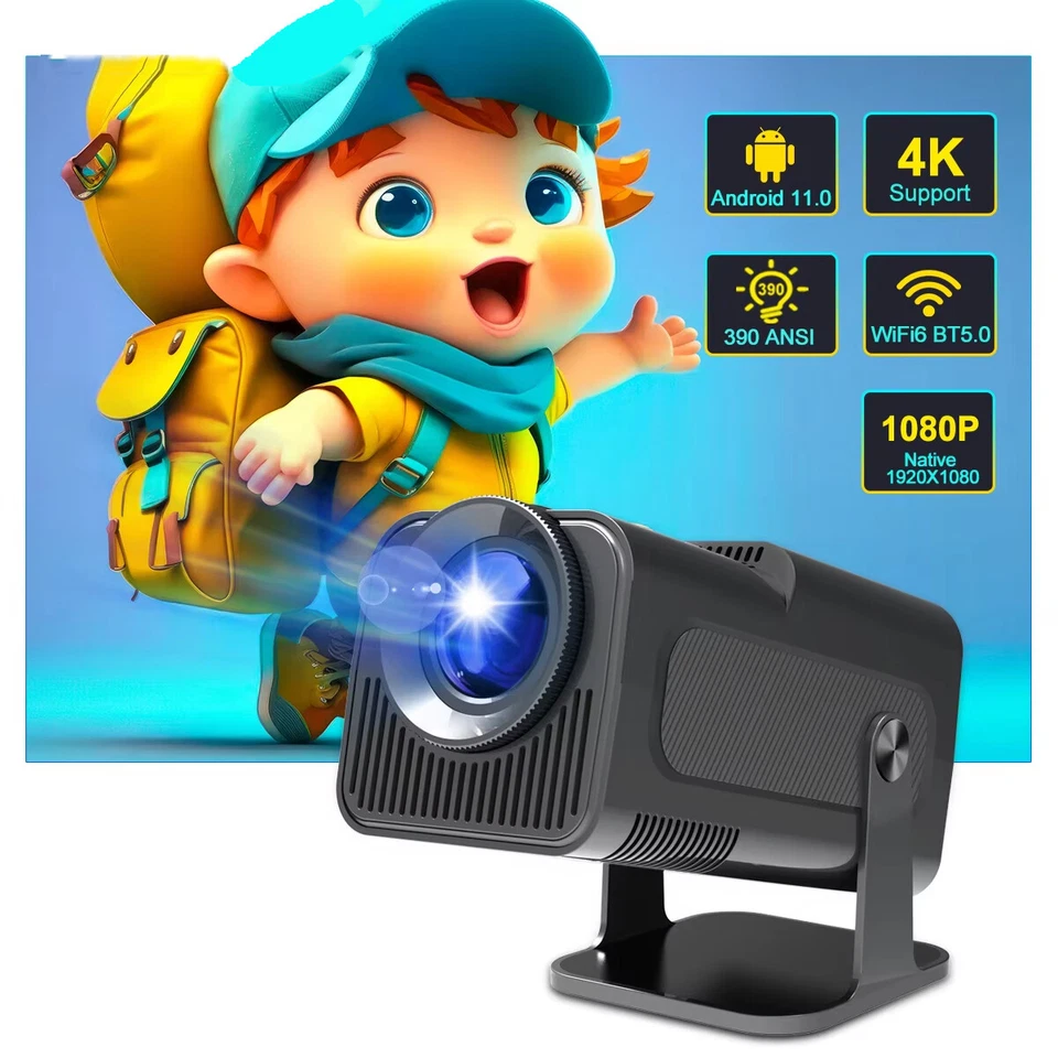 5G 4K Projector Smart HD LED WiFi Bluetooth HDMI USB Android Office Home Theater - image 1 of 4