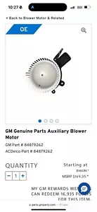 New Genuine GM Blower Motor Assembly HVAC (2007-2023) OEM 84879262 - Ships Fast - Picture 1 of 3