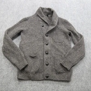 J Crew Sweater Men Small Gray Knit Wool Long Sleeve Cardigan Pocket Shawl Collar - Picture 1 of 17