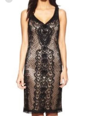 Vestido de cóctel Sue Wong negro con cuentas de encaje talla 0/2 Foto 1 de 4