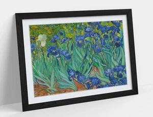 VAN GOGH IRISES -ART FRAMED POSTER PICTURE PRINT ARTWORK- BLUE GREEN - Picture 1 of 10