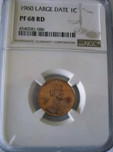 1960 1C Large Date Proof Lincoln Cent NGC PF68RD - Picture 1 of 2