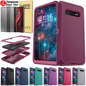 For Samsung Galaxy S10/S10+/S10e Rubber Case Phone Cover Privacy Tempered Glass - Picture 1 of 81