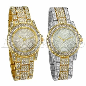 Women's Luxury Stainless Steel Band Full Rhinestone Quartz Analog Wrist Watches - Picture 1 of 14