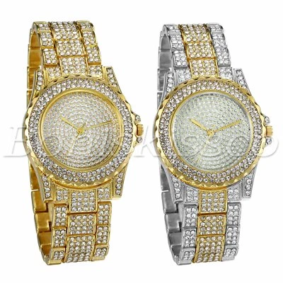 Women's Luxury Stainless Steel Band Full Rhinestone Quartz Analog Wrist Watches - Image 1 of 3