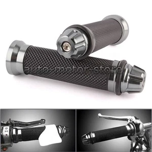 New Universal CNC Aluminum Motorcycle Handlebar Rubber Gel Hand Grip+Bar End 7Z8 - Picture 1 of 6