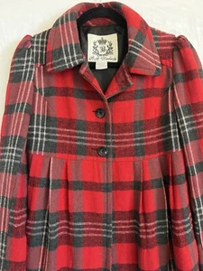 BB Dakota Sz Medium Womens Plaid Red Pea Coat Y2K Retro Academia Preppy - Picture 1 of 11