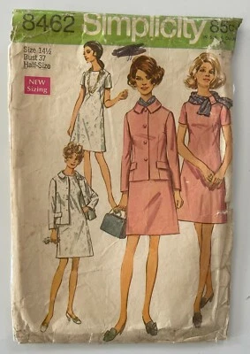 1969, VINTAGE SIMPLICITY PATTERN 8462 MISSES SIZE 14 DRESS LINED JACKET & SCARF  - Image 1 of 4