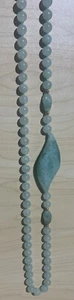 Vintage Jadeite Jade Pendant Gold Beaded Necklace Apple Green Long 65 Stones - Picture 1 of 4