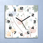 Glass Wall Clock Home Decor Modern Spring Field Flowers Nature Floral 30x30