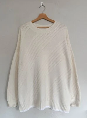 Jigsaw Cream Wool/Cotton Blend Oversized Rib Knit Jumper - Size Medium - Image 1 of 4