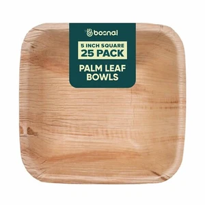 Bosnal - Palmblatt biologisch abbaubare Schalen, 5 Zoll, quadratisch, 25 Stück - Bild 1 von 6