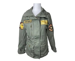 Marvel Captain American Jacke Damen klein militärgrün durchgehender Reißverschluss Taschen - Bild 1 von 12